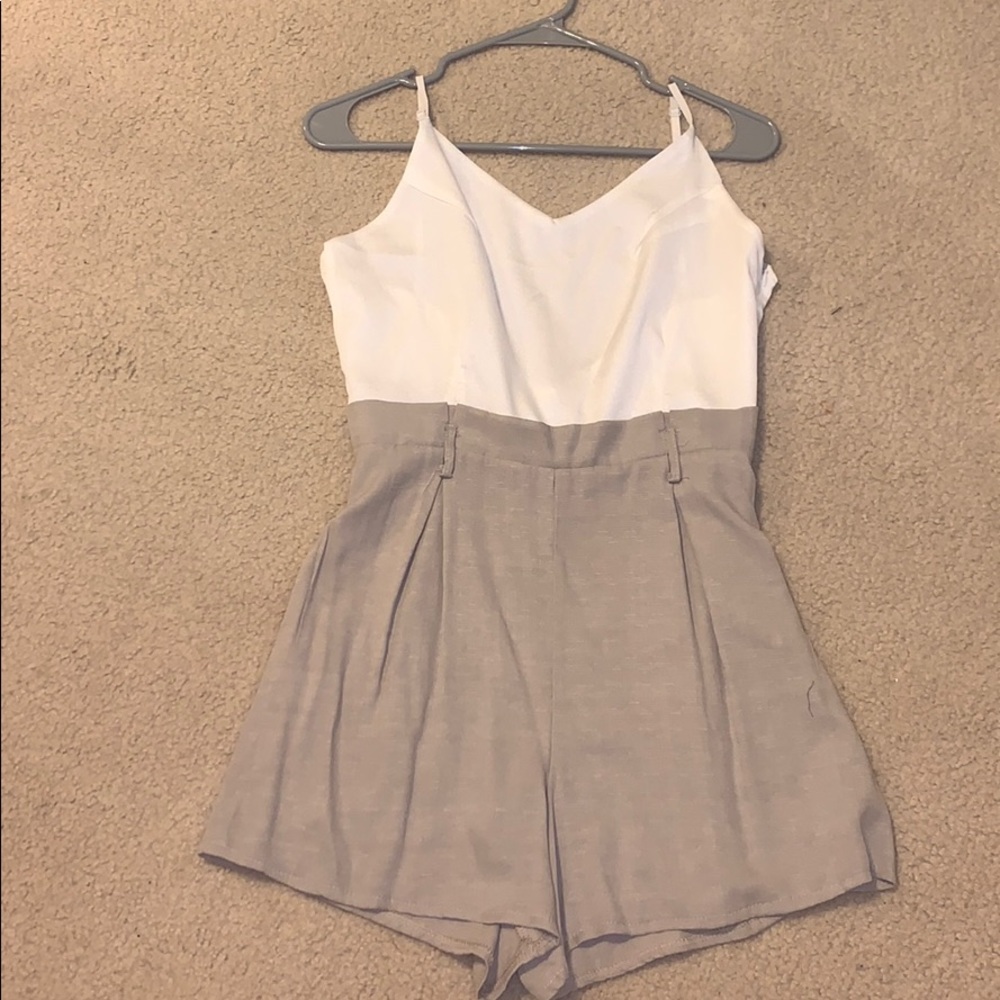 White and beige romper